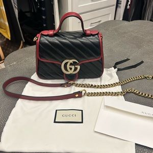 Gucci Marmont Mini Top Handle- red and black
